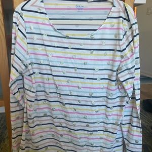 Boden colorful stripe and gold dot shirt